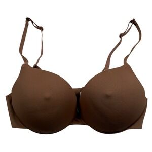 Reoria Trendy Plunge Nipple Padded Bra Women 34C Brown Seamless Underwire New